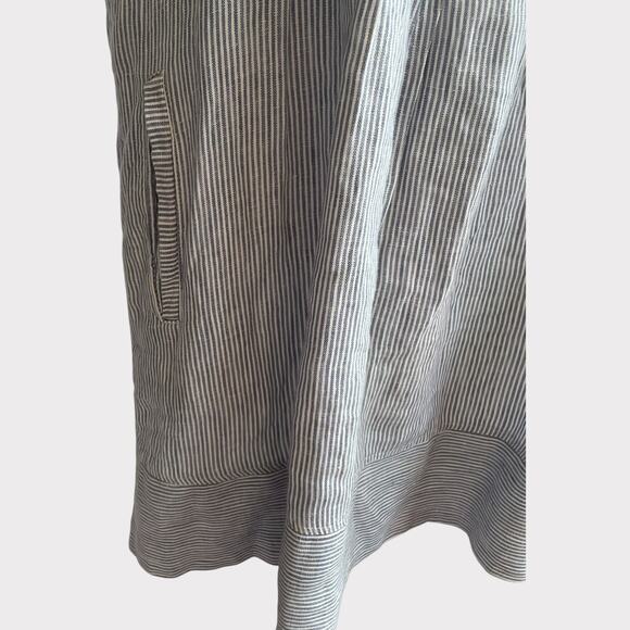 Faherty Isha Dress Blue Mini Stripe Linen Sleeveless V Neck Size Medium Pockets - Picture 6 of 13